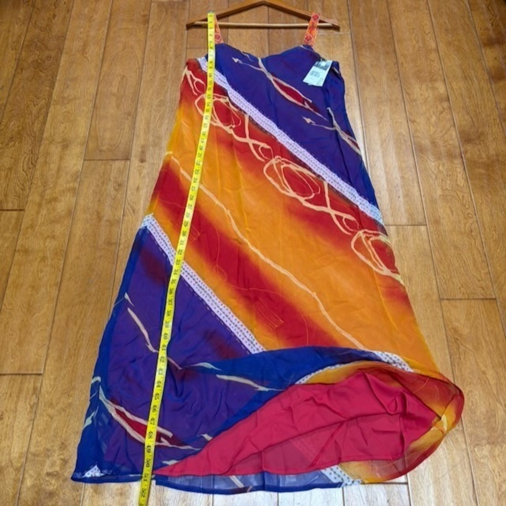 VTG Carole Little Midi Dress Size 10 Radical Rainbow Beaded Straps Boho Resort - Picture 5 of 11